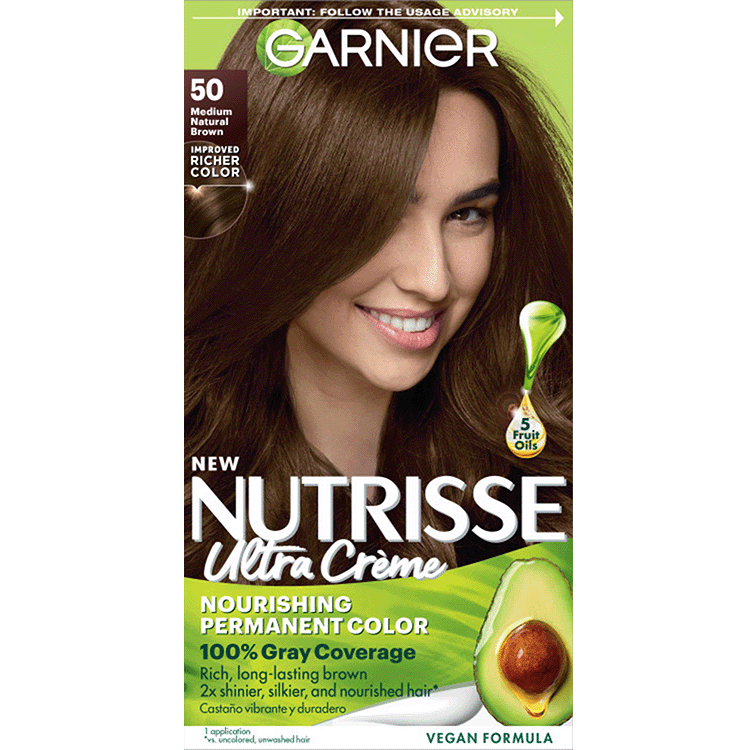 Medium Natural Brown Hair Color Nutrisse Ultra Creme Nourishing permanent color Gray Coverage - Garnier